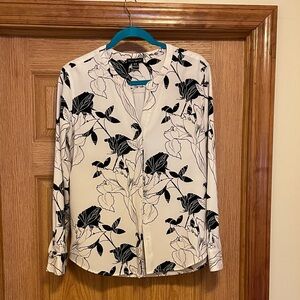 Women’s Floral Black and White Blouse, Medium, Willi Smith